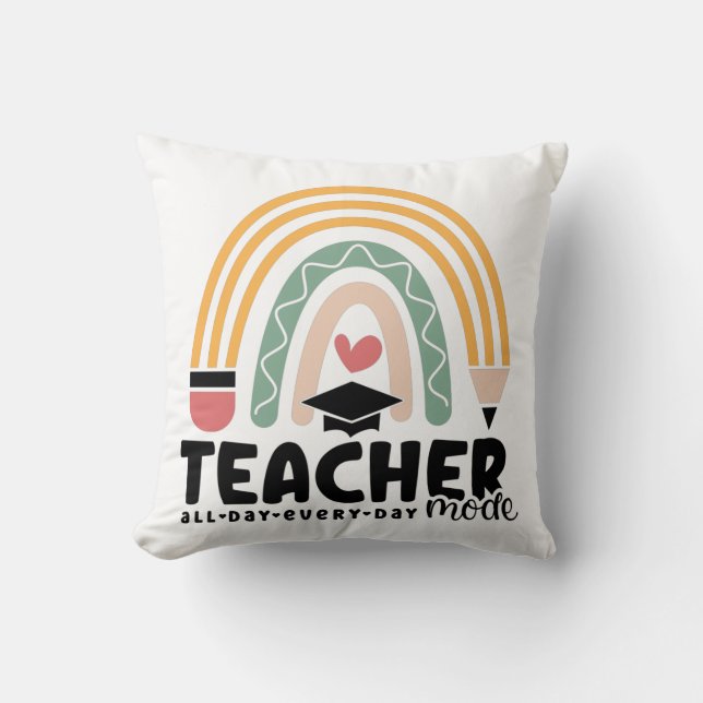 1- Funny Teacher Mode Teaching Gift for Teacher Throw Pillow (Front)