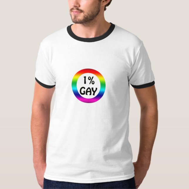 1% Gay Rainbow by PercentGay.com T-Shirt (Front)