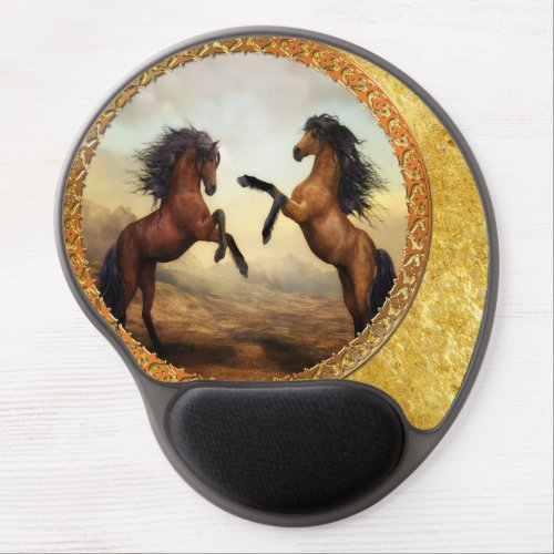 1 gold frame horses gel mouse pad