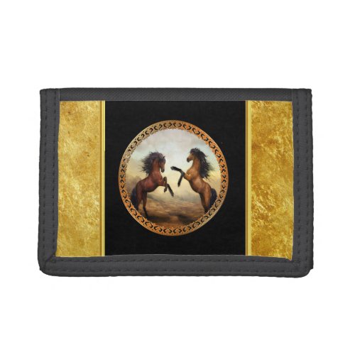 1 gold frame horses tri_fold wallet