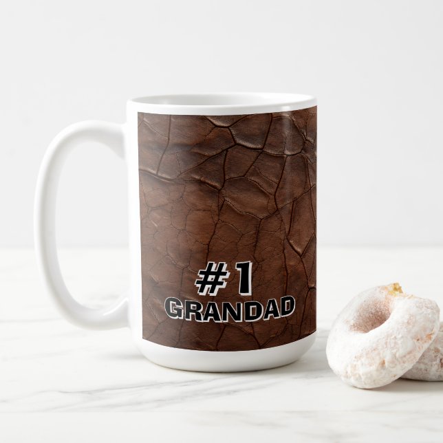 #1 Grandad Leather-look Coffee Mug (With Donut)