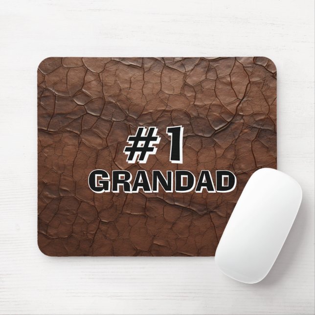 #1 Grandad Leather-look Mouse Pad (With Mouse)