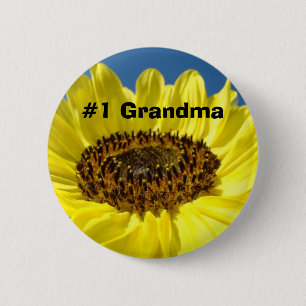 #1 Grandma buttons Yellow Sunflowers Grandmothers