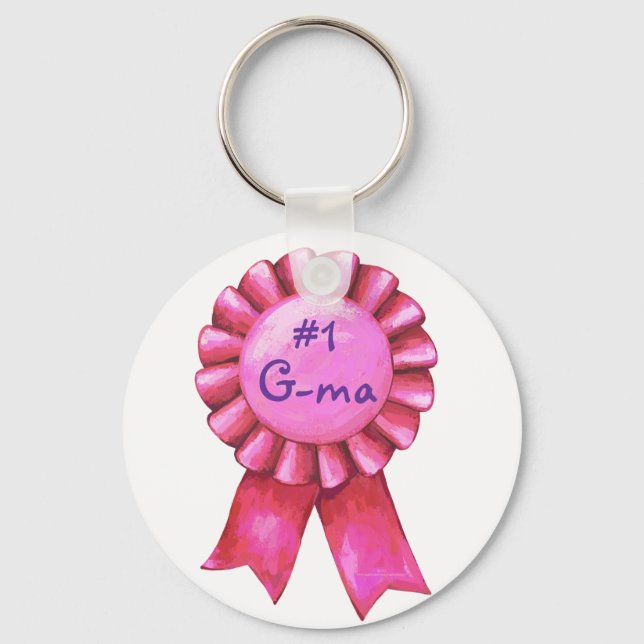 #1 Grandma Pink Ribbon Keychain (Front)