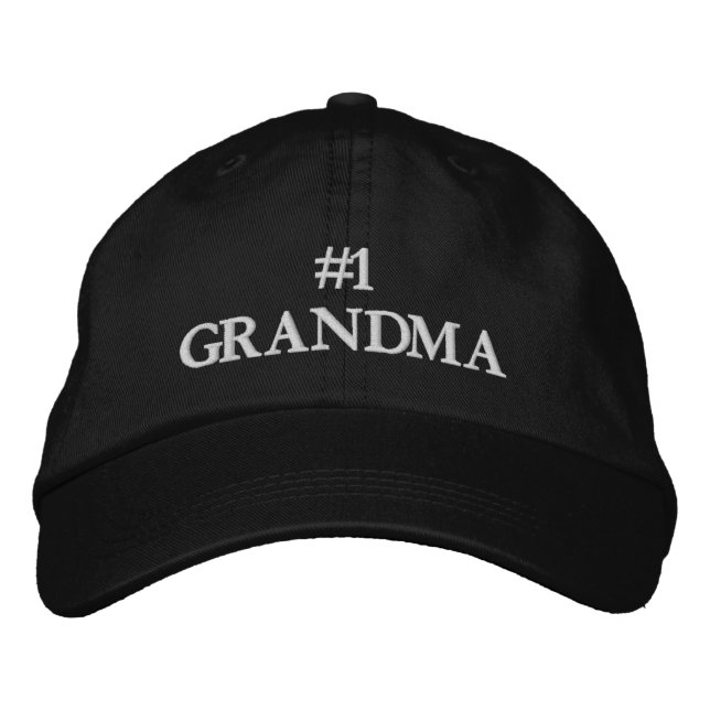#1 Grandma white custom text cute elegant Embroidered Baseball Cap (Front)