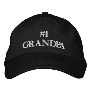 #1 Grandpa white custom text elegant cute Embroidered Baseball Cap