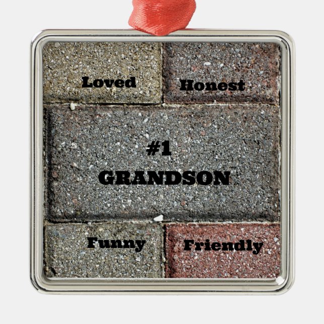 #1 Grandson Metal Ornament (Front)