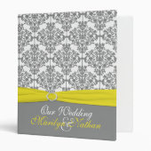 1" Gray Damask with Yellow Wedding Binder (Front/Inside)