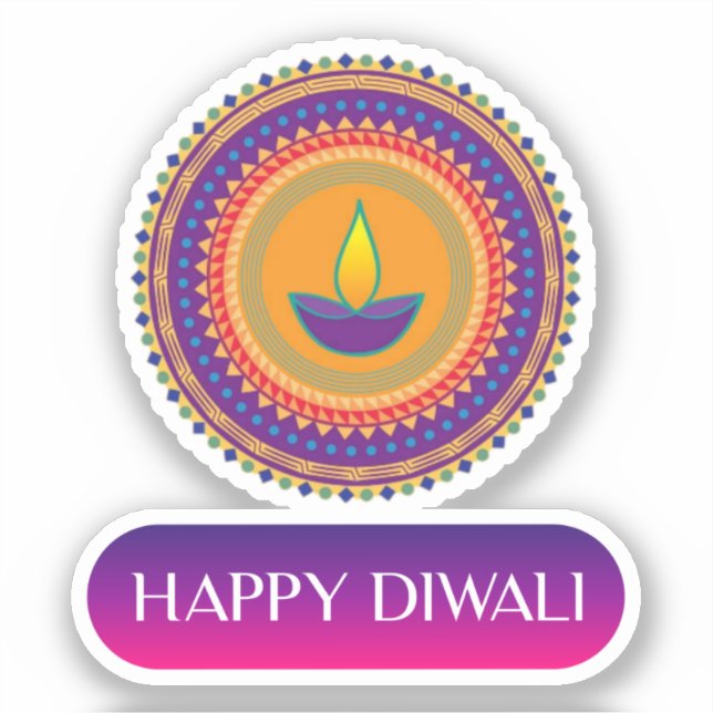 #1.Happy Diwali the festival of lights of India  L Sticker (Front)