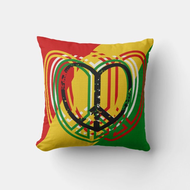 1 Heart Peace Sign Rastah Skateboard Decor Pillow (Front)