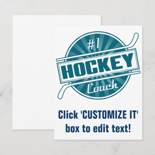 #1 Hockey Coach (blue) (Front/Back)