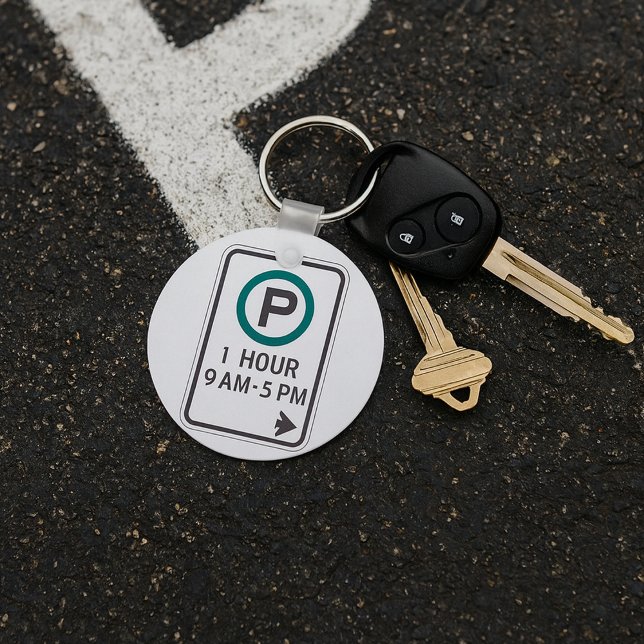 1 Hour Parking Sign For Controlled Parking Zones  Keychain (Creator Uploaded)