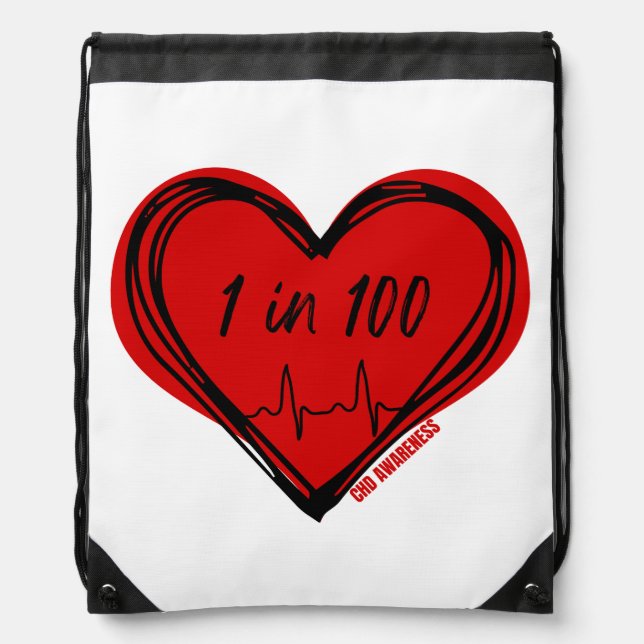 1 in 100 CHD Awareness Drawstring Bag (Front)