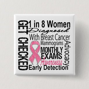 1 in 8 Women - Breast Cancer Awareness Pinback Button
