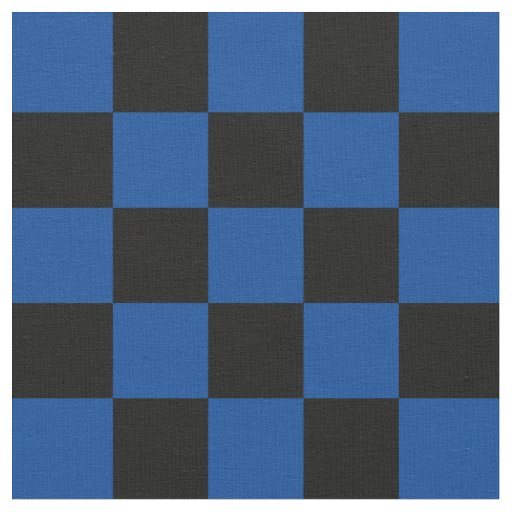 1 Inch Checks Black and Deep Blue Checkerboard Fabric