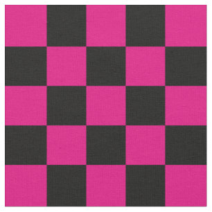 1 Inch Checks Hot Pink and Black Checkerboard Fabric