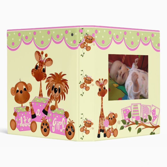 1" It's A Baby Girl Photo Album 3 Ring Binder (Background)