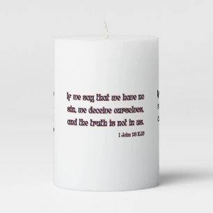 1 John 1:8 KJV Bible Verse Pillar Candle