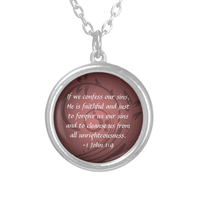 1 John 1:9 Christian Bible Verse Pendant (Front)