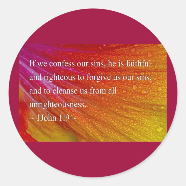 1 John 1:9 Classic Round Sticker (Front)