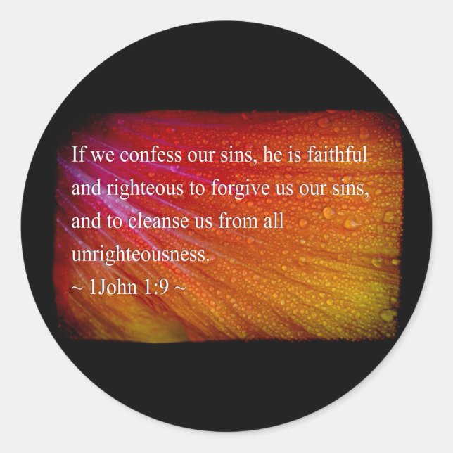 1 John 1:9 Classic Round Sticker (Front)