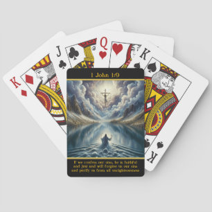 1 John 1:9: Divine Love Radiant Scene Poker Cards