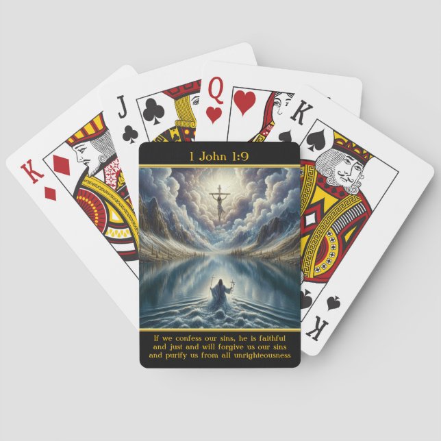 1 John 1:9: Divine Love Radiant Scene Poker Cards (Back)