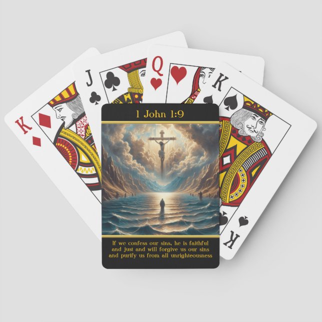 1 John 1:9: Divine Love Radiant Scene Poker Cards (Back)