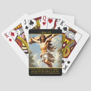 1 John 1:9 Majestic Cross Radiant Landscape Poker Cards