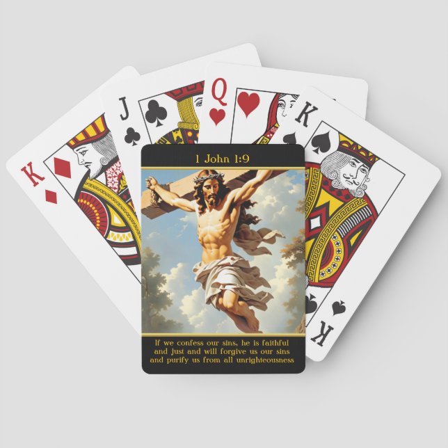 1 John 1:9 Majestic Cross Radiant Landscape Poker Cards (Back)