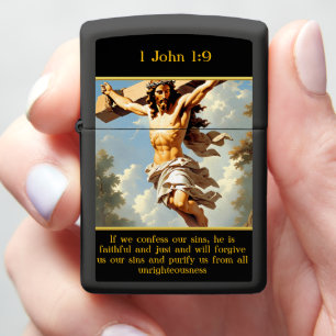 1 John 1:9 Majestic Cross Radiant Landscape Zippo Lighter