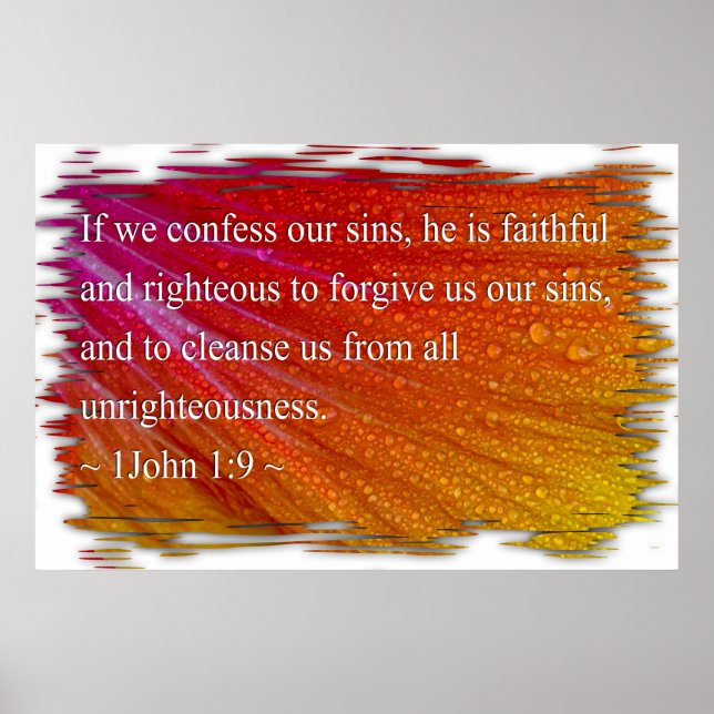 1 John 1:9 on White Poster (Front)