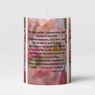 1 John 2:4-6 KJV Bible Scripture Pic Pillar Candle