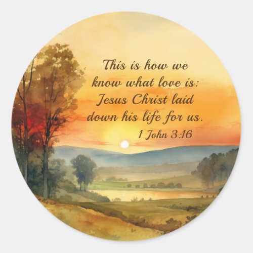 1 John 316 Jesus laid down his life for us Bible Classic Round Sticker