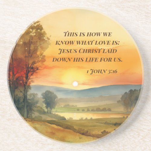 1 John 316 Jesus laid down his life for us Bible  Coaster