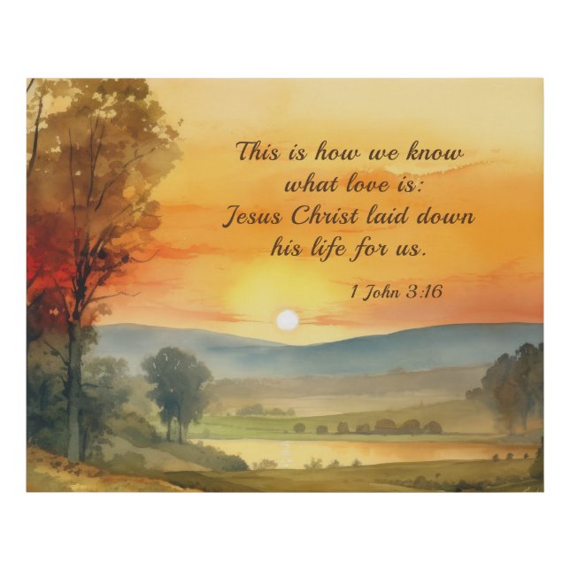 1 John 3:16 Jesus laid down his life for us Bible Faux Canvas Print (Front)