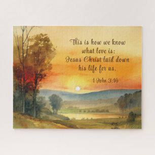 1 John 3:16 Jesus laid down his life for us Bible Jigsaw Puzzle