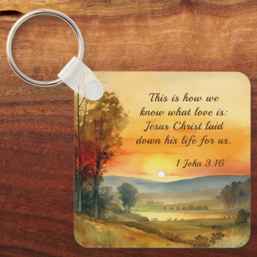 1 John 316 Jesus laid down his life for us Bible Keychain