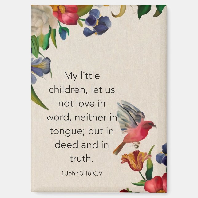 1 John 3:18 KJV Magnet (Front)