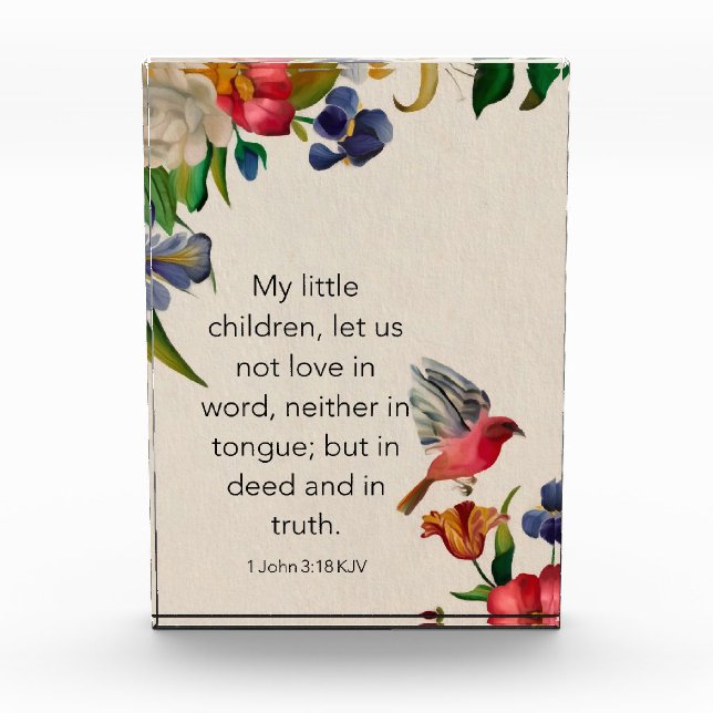 1 John 3:18 KJV Photo Block (Front)