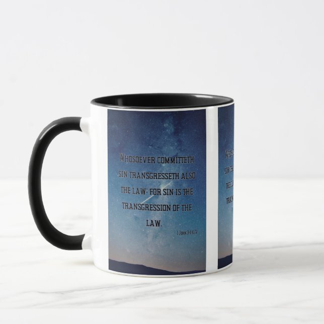 1 John 3:4 KJV Bible Verse Pic Two-Tone Mug (Left)