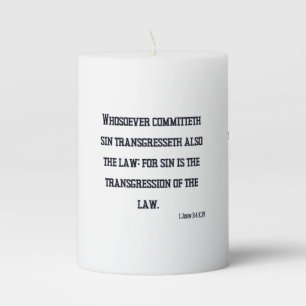 1 John 3:4 KJV Bible Verse Pillar Candle