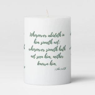 1 John 3:6 KJV Bible Verse Pillar Candle
