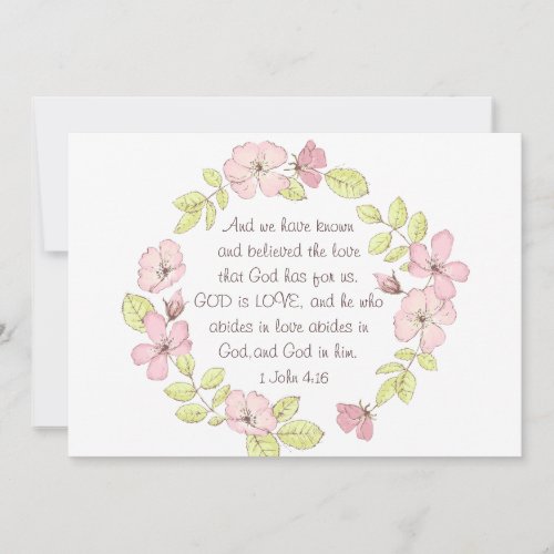 1 John 416 God is Love Floral Wreath Flat Card