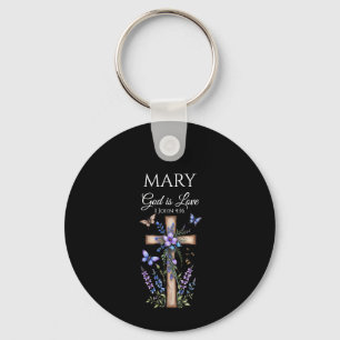 1 John 4:16 God Is Love – Personalized Christian Keychain