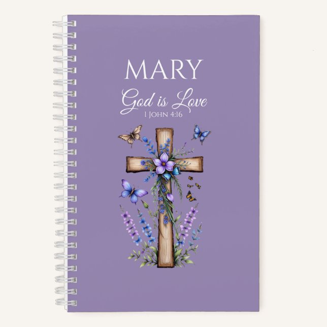 1 John 4:16 God Is Love – Personalized Christian Notebook (Front)