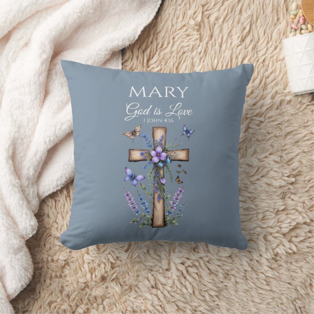 1 John 4:16 God Is Love – Personalized Christian Throw Pillow (Blanket)