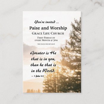 1 John 4:4 Greater Is He In You Church Event Business Card by CChristianDesigns at Zazzle