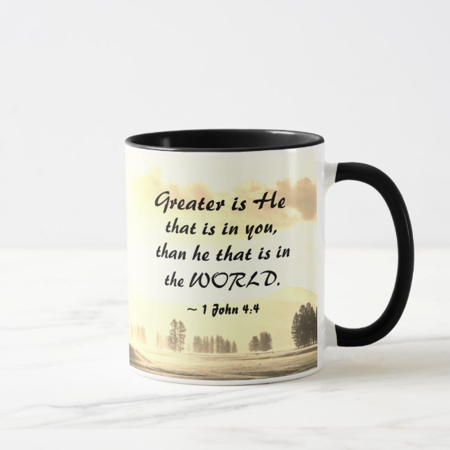 1 John 4:4 Greater is He that is in You  Mug (Right)