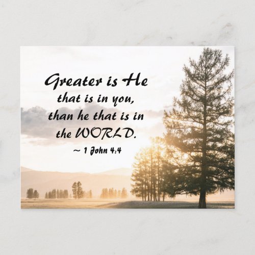 1 John 44 Greater is He that is in You  Postcard